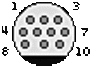 10 pin mini-din female connector drawing