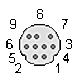 9 pin mini-DIN female proprietary connector drawing